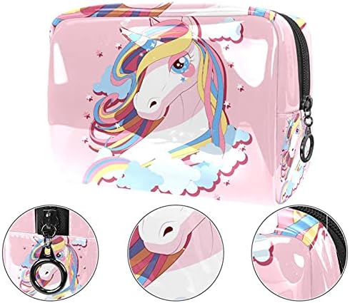 Su geçirmez Makyaj Çantası Pembe Büyülü Unicorn At Bulutlar Yıldız makyaj çanta düzenleyici Seyahat Zip makyaj çantası