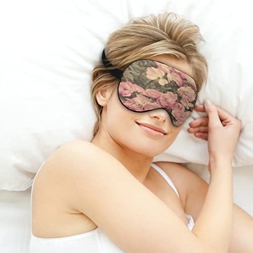 Vintage Gül Çiçek Sanat Uyku Maskesi Ayarlanabilir Kayış ile Yumuşak Göz Kapağı Karartma Körü Körüne Seyahat Relax