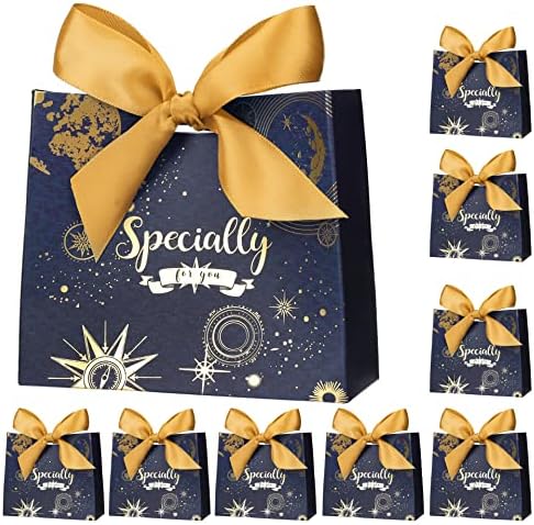 SWANGSA 50 Paket Küçük Parti hediye keseleri Kutuları düğün iyilik Kutuları, Yıldızlı Mavi Mini Teşekkür Ederim Çanta