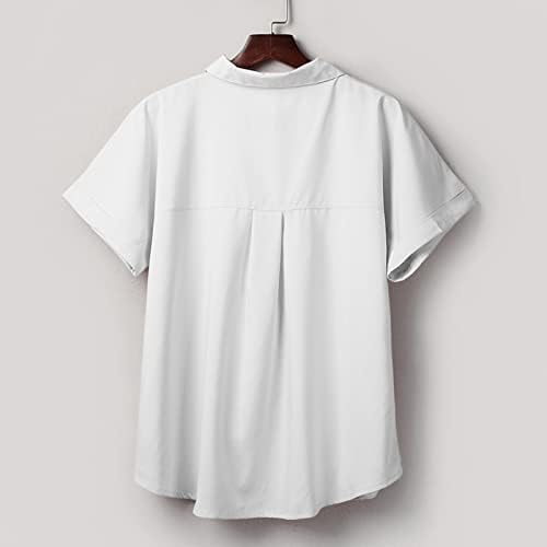 Üst Kızlar Sonbahar Yaz Kısa Kollu Yüksek Boyun Düğmesi Aşağı Temel Gevşek Fit Rahat Fit Bluz T Shirt bayan