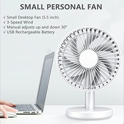 SOARCHİCK 5.5 İnç Küçük Fan Masa Taşınabilir USB Kişisel Fan şarj edilebilir pil Mini Masa Fanı 3 Hız Güçlü Rüzgar