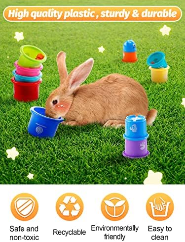 MEWTOGO Tavşanlar için 11 Adet İstifleme Bardağı-Farklı Boyutlarda Yeniden Kullanılabilir Çok Renkli Tavşan Oyuncakları,