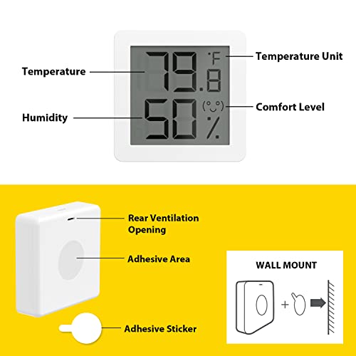 Miyav 1 Adet Mini Higrometre Kapalı Termometre Nem Ölçer Dijital Nem Sensörü, Oda sıcaklık ölçer nem monitörü Beyaz