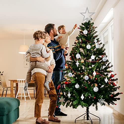 SUMELAY 107 Adet Noel Topları Süsler Seti, Gümüş ve Beyaz Noel Ağacı Süsleri, Noel Tatili için Kırılmaz askı süsleri,