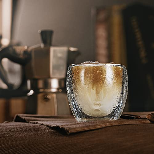 LUXU Çift Cidarlı Cam Kahve Kupaları, 3,5 Fl.oz Mini Espresso Bardakları, Küçük Yalıtımlı Borosilikat Cam Kahve Kupaları