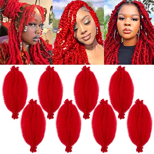 Kırmızı Yaylı Afro Kinky Bahar Büküm Saç Marley Küba Büküm Örgü Saç 16 İnç 8 Paketleri Sarma Marley Saç için Yumuşak