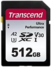 Transcend TS512GSDC340S-E SD Kart, 512 GB, UHS-I, U3, V30, A2, Ultra Performans (Maksimum Aktarım Hızı 160 mb / s),