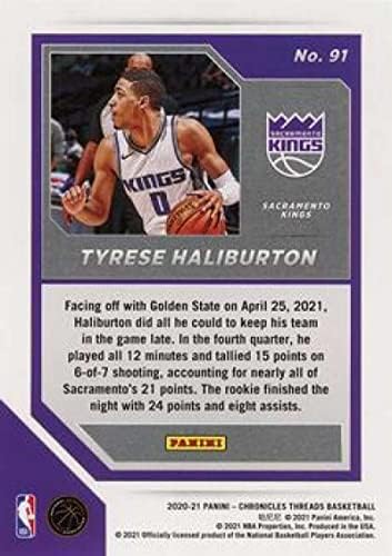 2020-21 Panini Günlükleri 91 Tyrese Haliburton RC Çaylak Sacramento Kings NBA Basketbol Ticaret Kartı