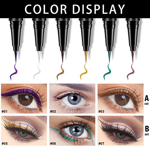 KYDA 3 Renk Glitter Sıvı Eyeliner, Pırıltılı Sedefli Kristal Eyeliner Sıvı, Uzun Aşınma Leke Tutmaz Pürüzsüz, Yüksek