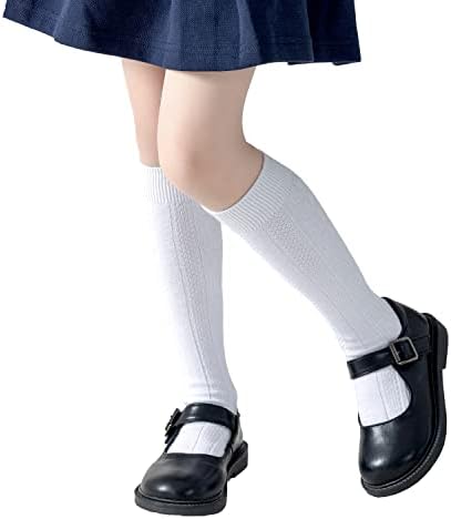 Marchare Kızlar diz üstü çorap Çocuk Erkek okul üniforması Dikişsiz Kablo Örgü Pamuk Çorap Çorap Beyaz Siyah Lacivert