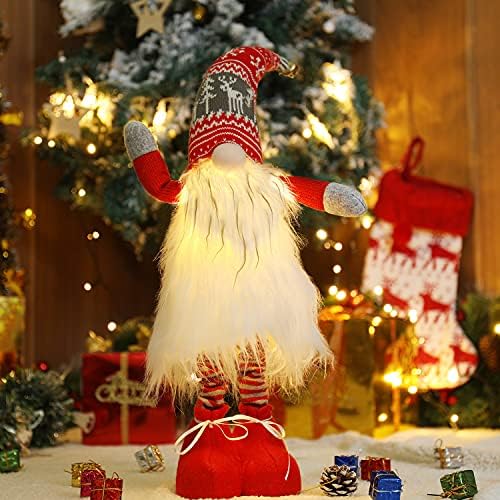2 adet Büyük Işıklı Ayakta Noel Gnome Süslemeleri 21 inç Bahar Bacak Light up Noel Knome Hediye Ev Dekor için