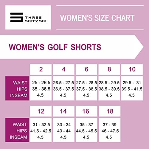 Üç Altmış Altı Bayan Golf Şortu 4 ½ inç İç Dikiş - Cepli, Atletik ve Nefes Alabilen Hızlı Kuru Aktif Şort