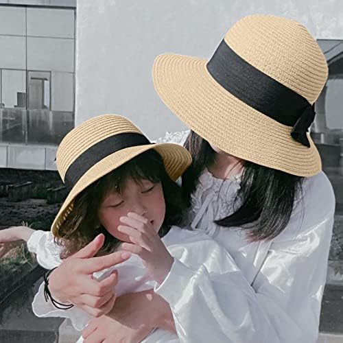 Hasır Şapkalar Kadınlar için Yaz Güneş Koruyucu Hasır Şapka Rahat Hasır güneş şapkası Geniş Brim Roll Up Açık Uv Koruma