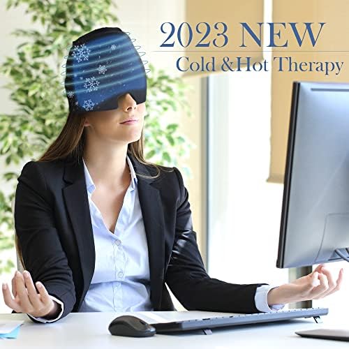 Migren Giderici Kap, Migren için Baş Ağrısı Giderici Şapka Buz Kafa Sargısı, Migren Giderici için 360° Buz Paketi,