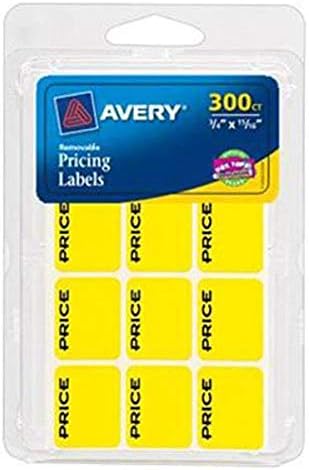 Önceden Basılmış Fiyatlandırma Etiketleri, 3/4 x 15/16, Çıkarılabilir Yapıştırıcı, Neon Sarısı, 300 Etiket (6752)