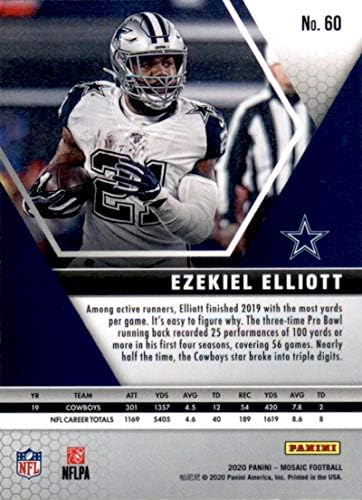 2020 Panini Mozaik 60 Ezekiel Elliott Dallas Cowboys NFL Futbol Ticaret Kartı
