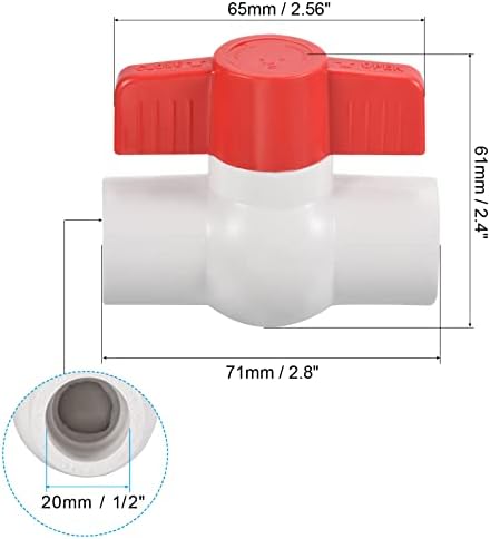 PATİKİL G1 / 2 PVC Küresel Vana Kompakt T-kolu Yuvarlak Soket Su Vanası Su Besleme Hattı Sulama boru tesisat Sistemi-4
